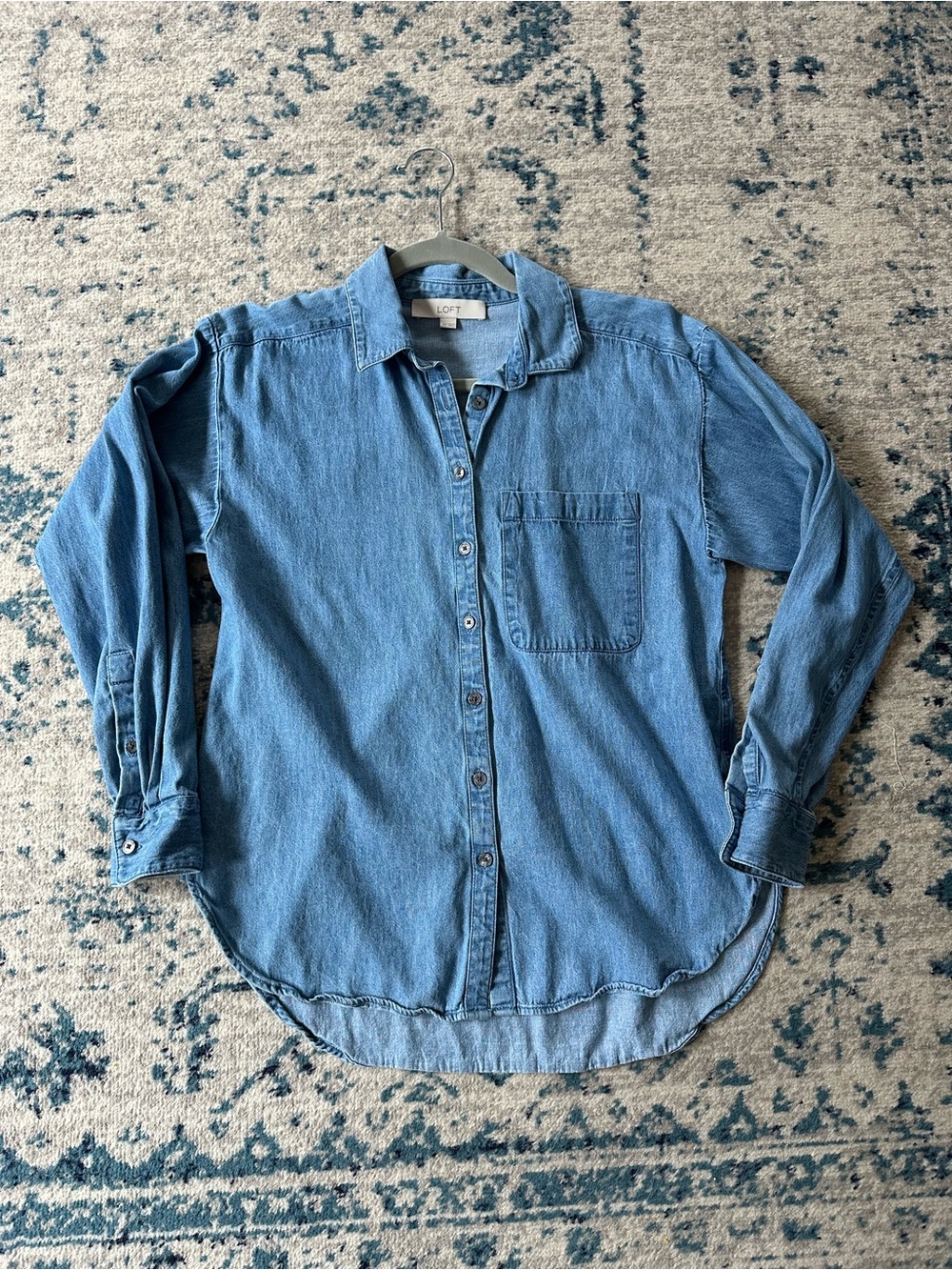 LOFT Women’s Light Wash Denim Button-Up Shirt
